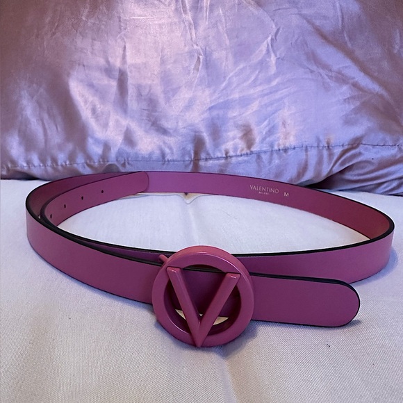 Valentino Accessories - Valentino Vlogo signature belt in shiny calf skin amazing dusty rose color